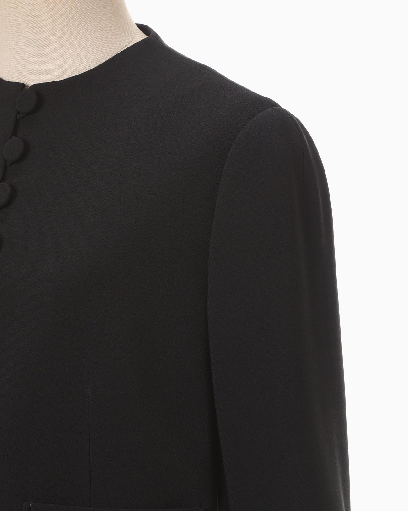 Acetate Polyester Collarless Short Jacket - black - Mame Kurogouchi
