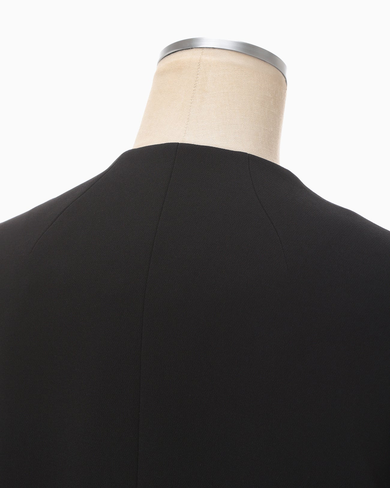 Acetate Polyester Collarless Short Jacket - black - Mame Kurogouchi