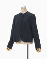 Acetate Polyester Collarless Short Jacket - navy