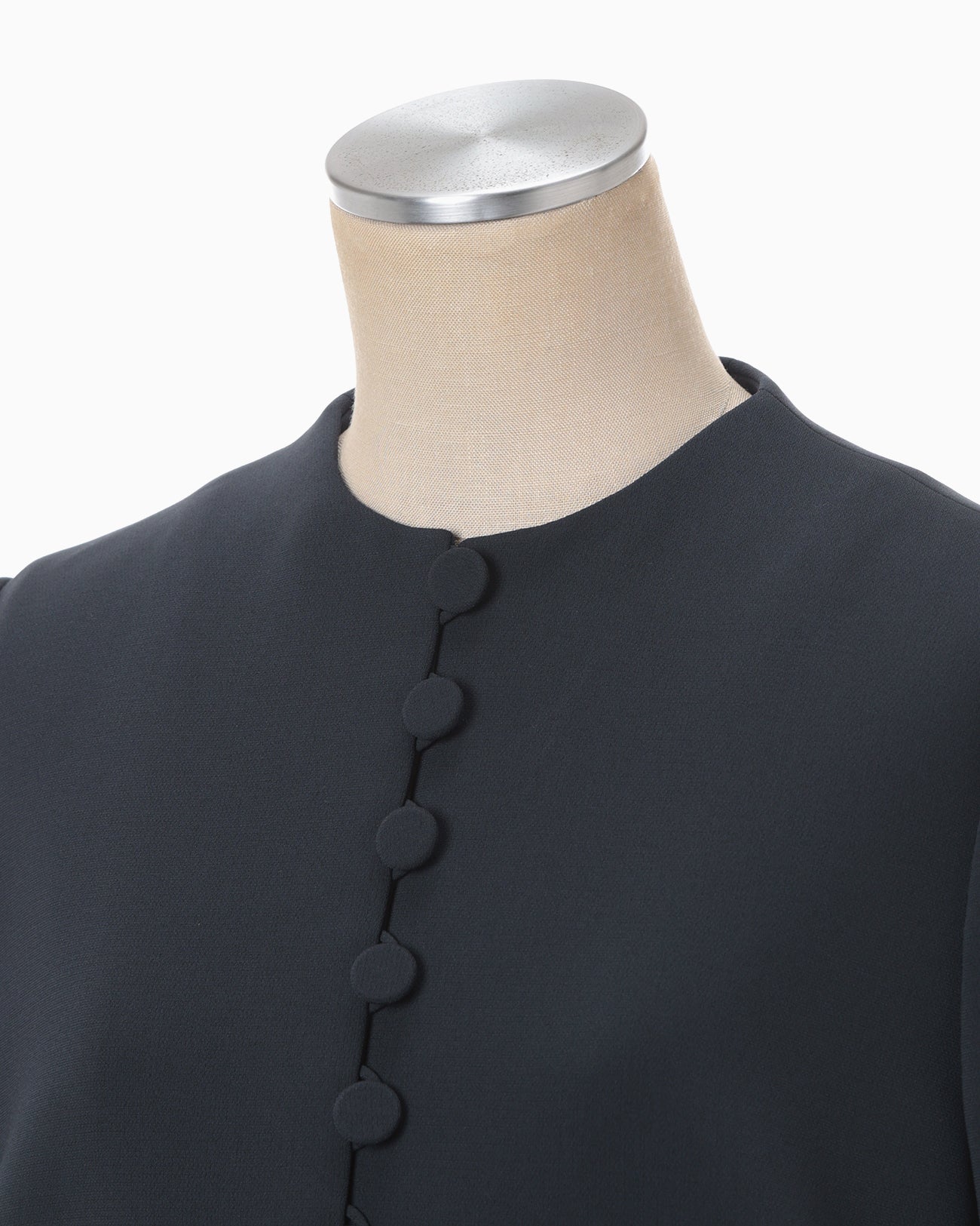 Acetate Polyester Collarless Short Jacket - navy - Mame