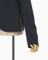 Acetate Polyester Collarless Short Jacket - navy