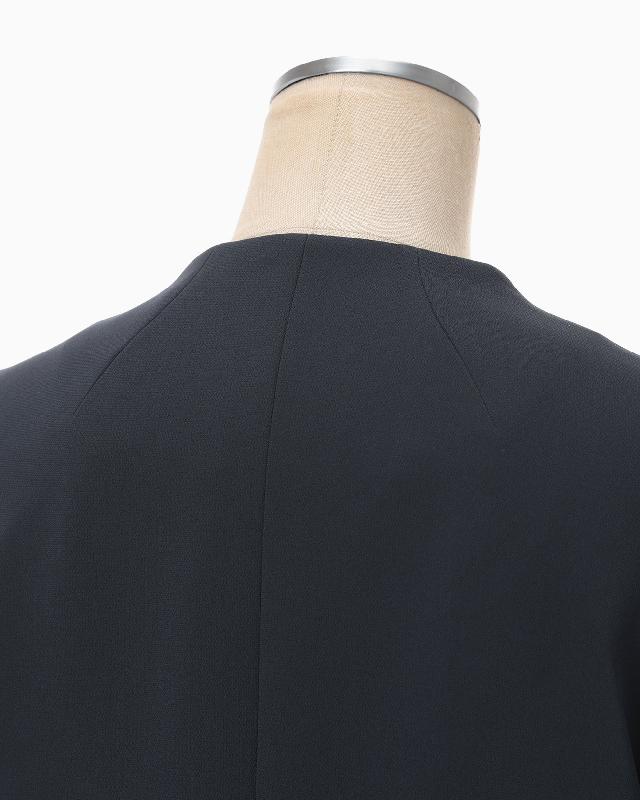 Acetate Polyester Collarless Short Jacket - navy - Mame Kurogouchi