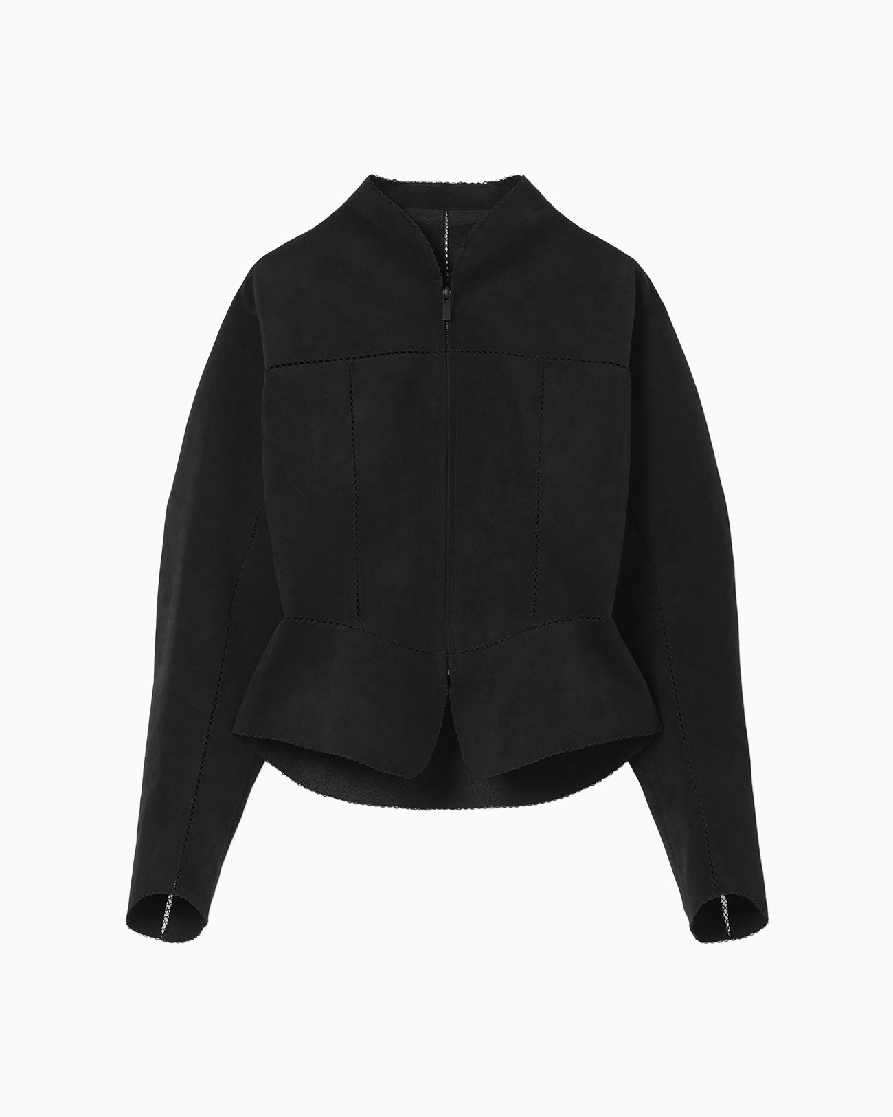 Synthetic Leather Fancy Ftitch Jacket - black × black
