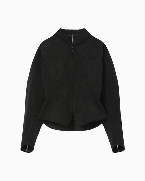 Synthetic Leather Fancy Ftitch Jacket - black × black