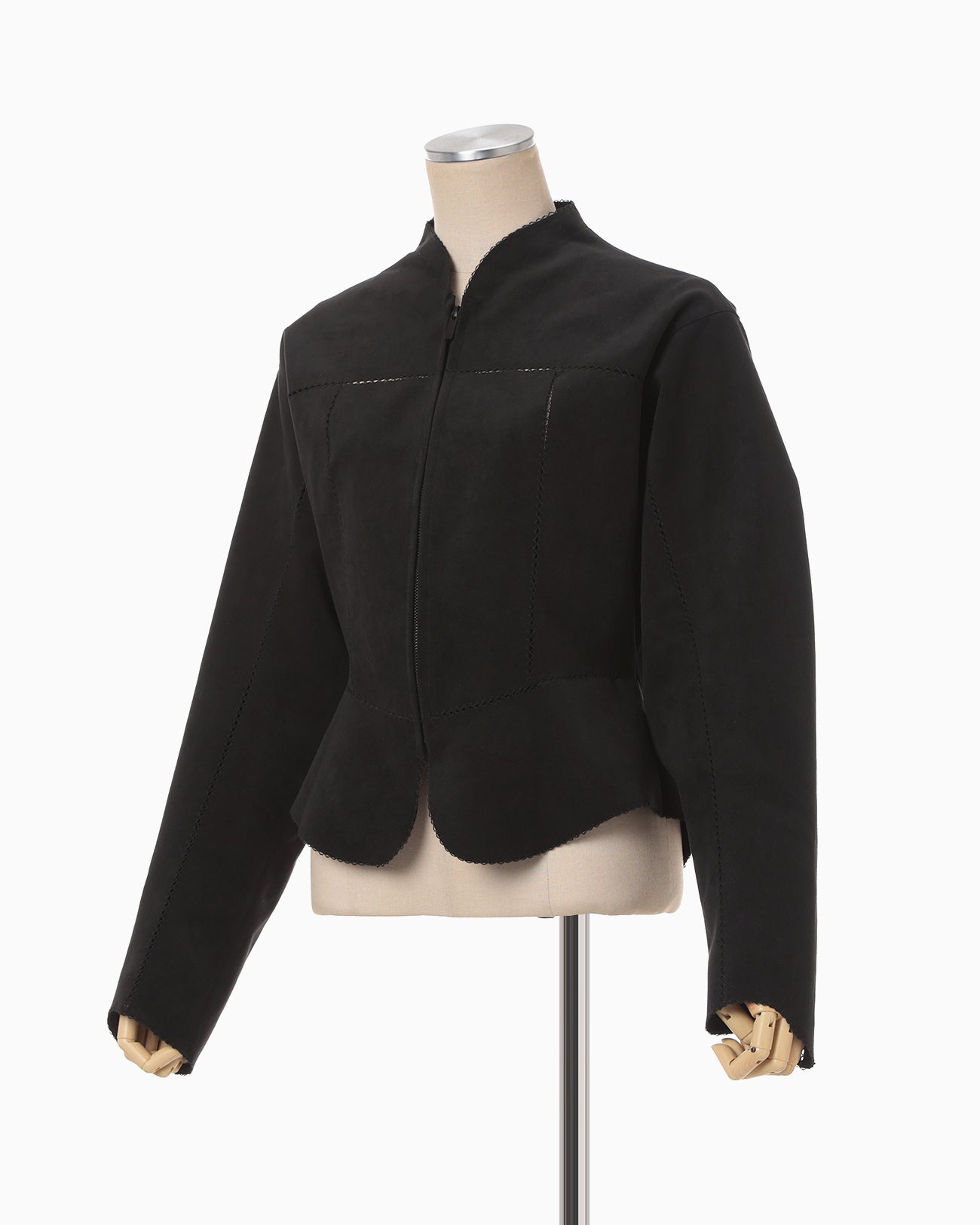 Synthetic Leather Fancy Ftitch Jacket - black × black