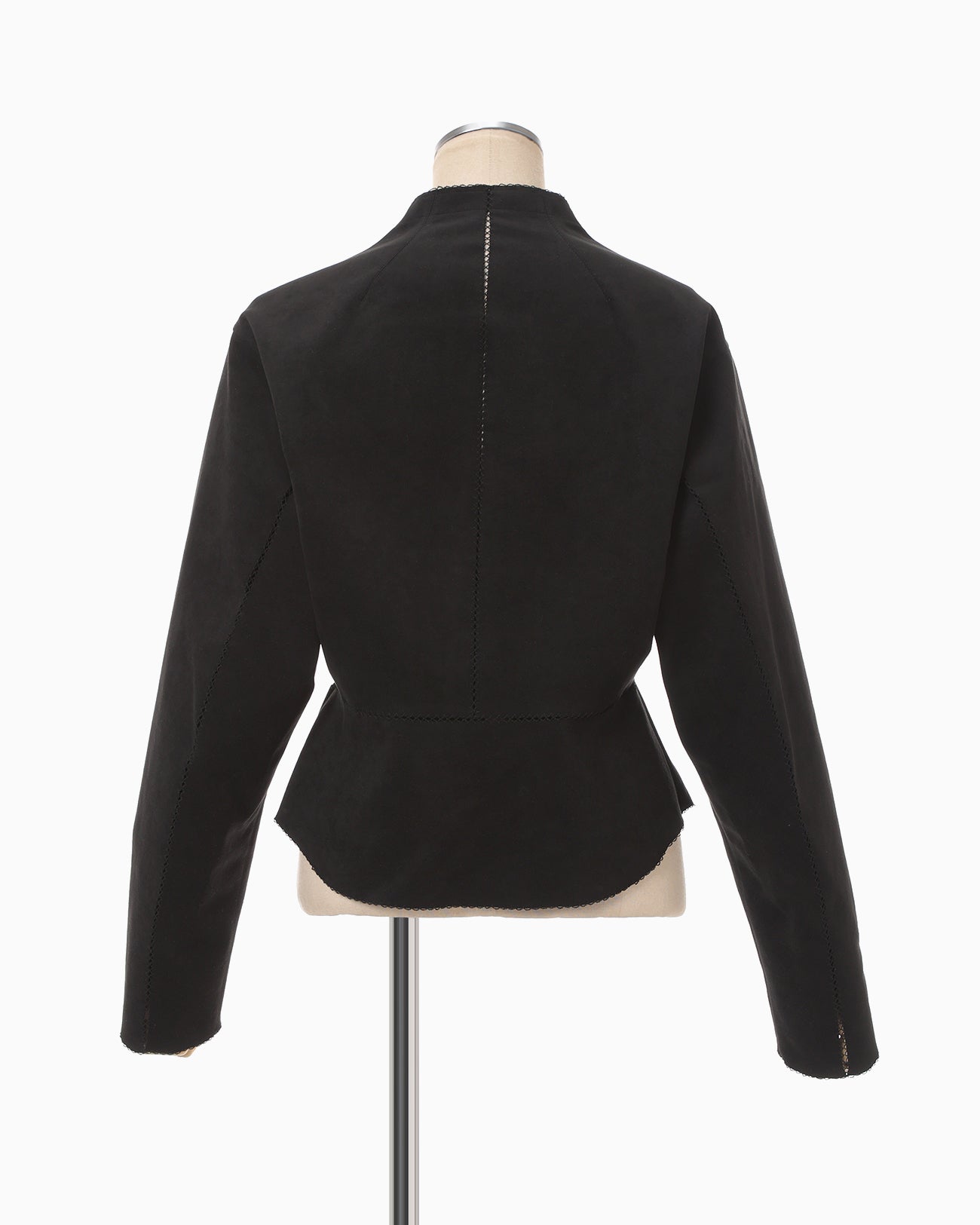Synthetic Leather Fancy Ftitch Jacket - black × black