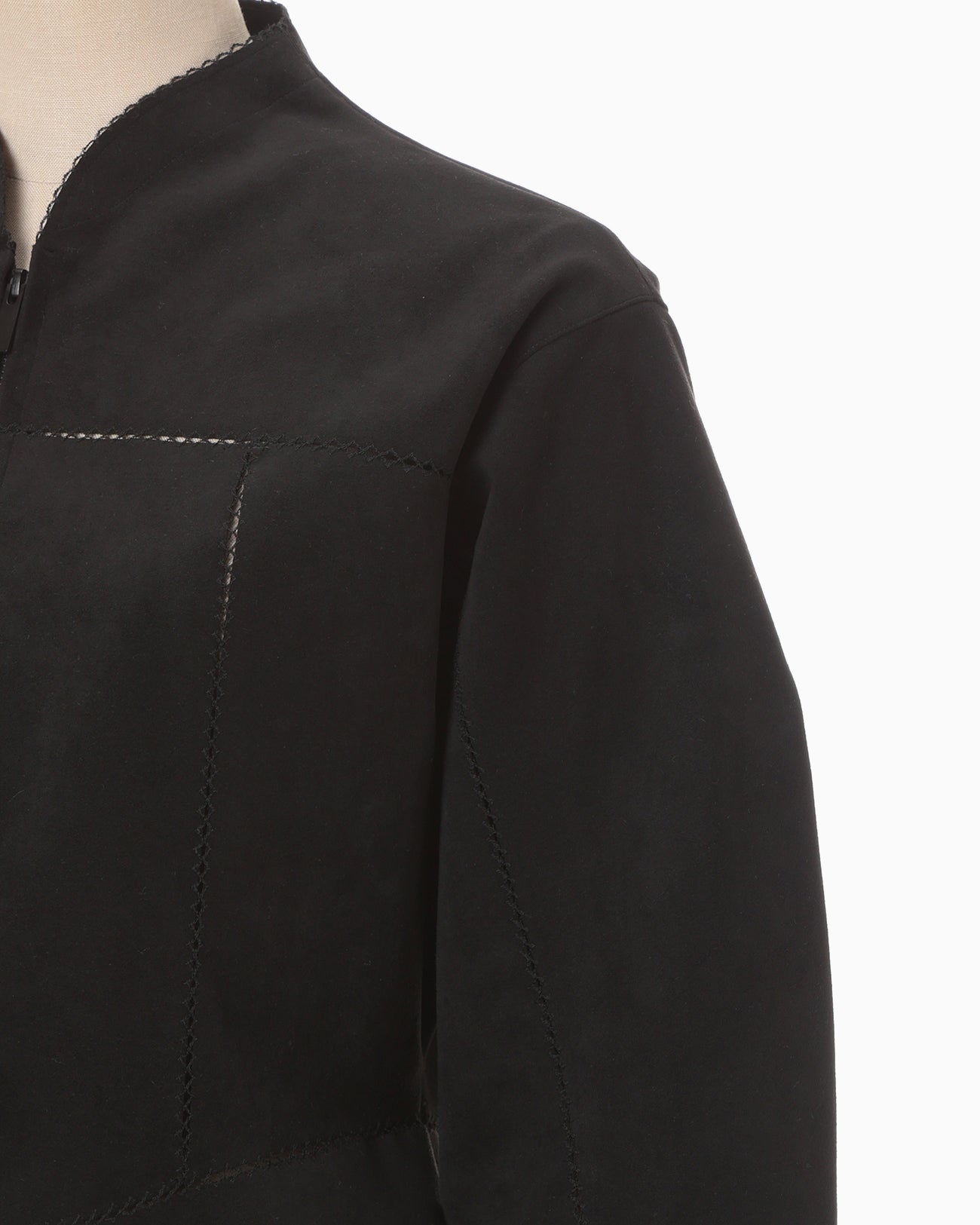 Synthetic Leather Fancy Ftitch Jacket - black × black