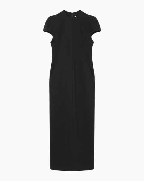 Cotton Jersey Puff Sleeve Dress - black