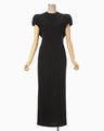 Cotton Jersey Puff Sleeve Dress - black