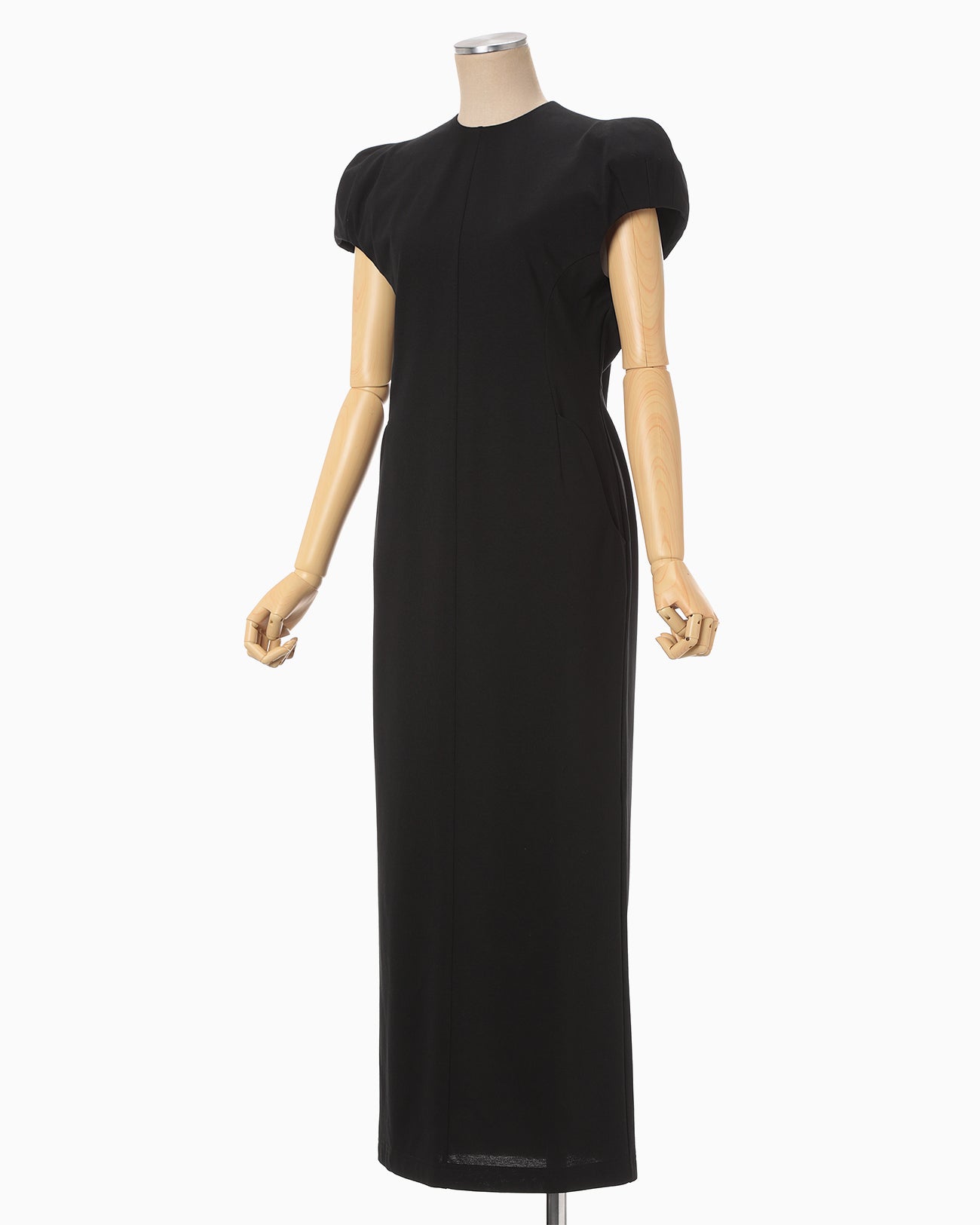 Cotton Jersey Puff Sleeve Dress - black