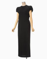 Cotton Jersey Puff Sleeve Dress - black