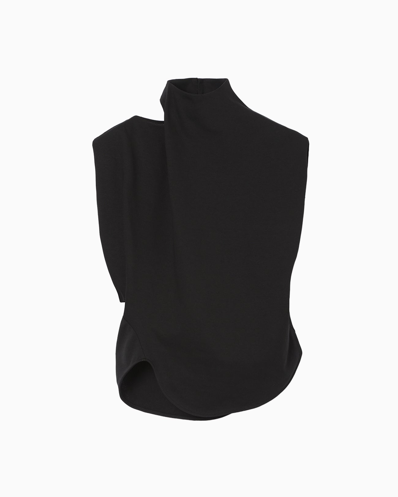 Cotton Jersey Asymmetry Top - black