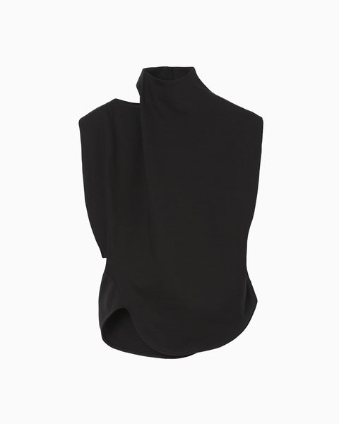 Cotton Jersey Asymmetry Top - black