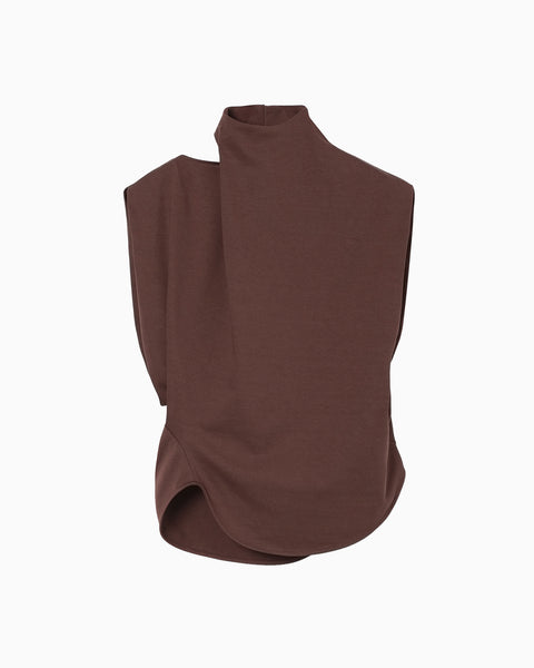 Cotton Jersey Asymmetry Top - brown