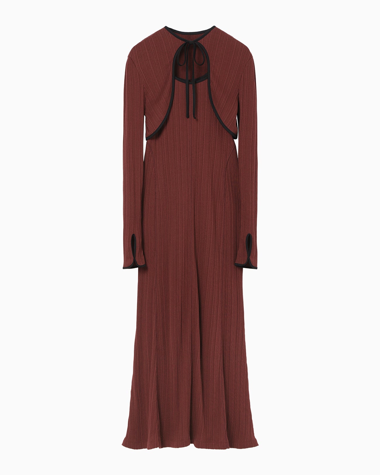 Random Ribbed Organic Cotton 2way Dress - bordeaux - Mame