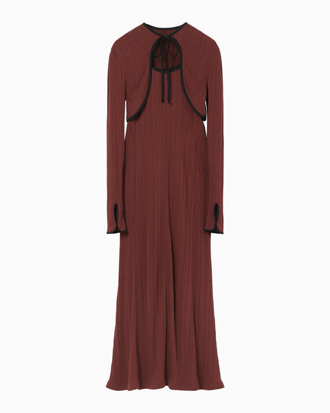 Random Ribbed Organic Cotton 2way Dress - bordeaux