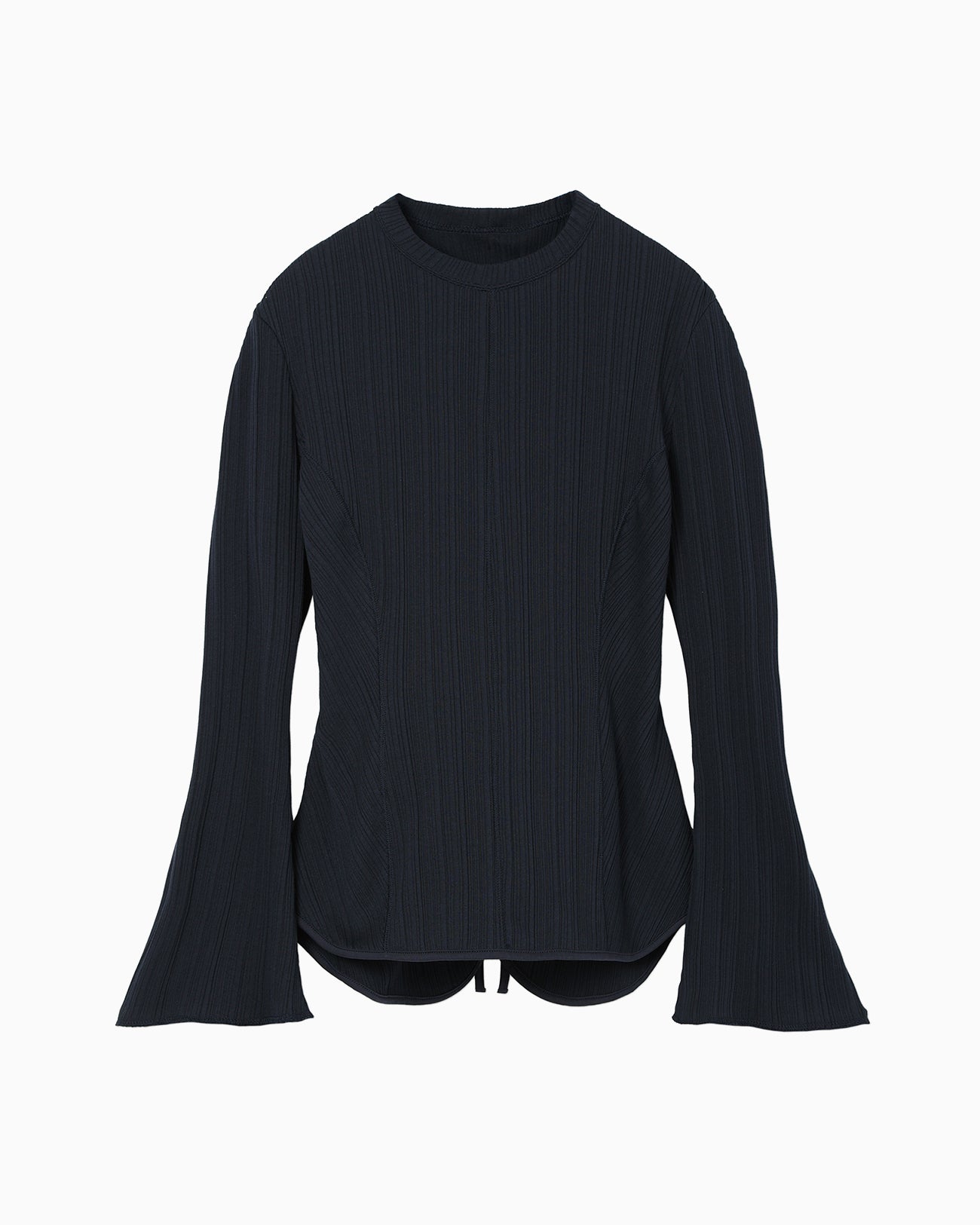 Random Ribbed Organic Cotton Long Sleeve Top - navy - Mame