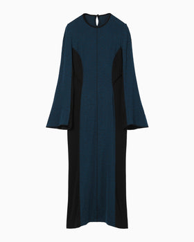 Floral Jacquard Fraise Stitch Dress - navy