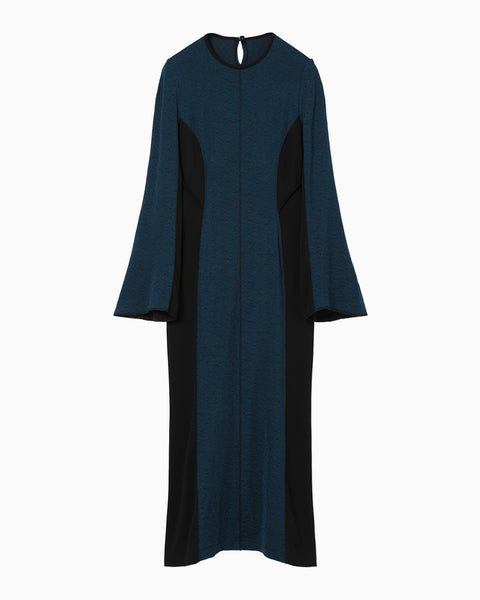 Floral Jacquard Fraise Stitch Dress - navy