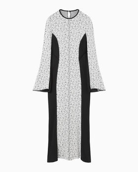 Floral Jacquard Fraise Stitch Dress - white