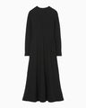 Shirring Jersey Jacquard Dress - black