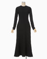 Shirring Jersey Jacquard Dress - black