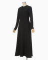 Shirring Jersey Jacquard Dress - black