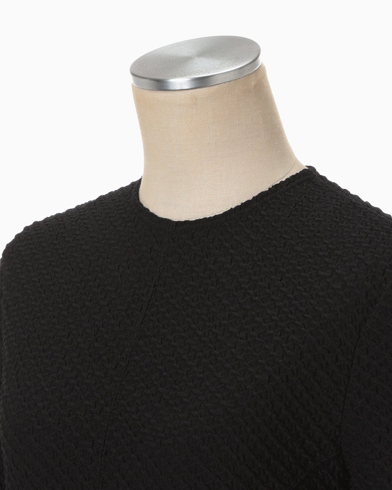Shirring Jersey Jacquard Dress - black