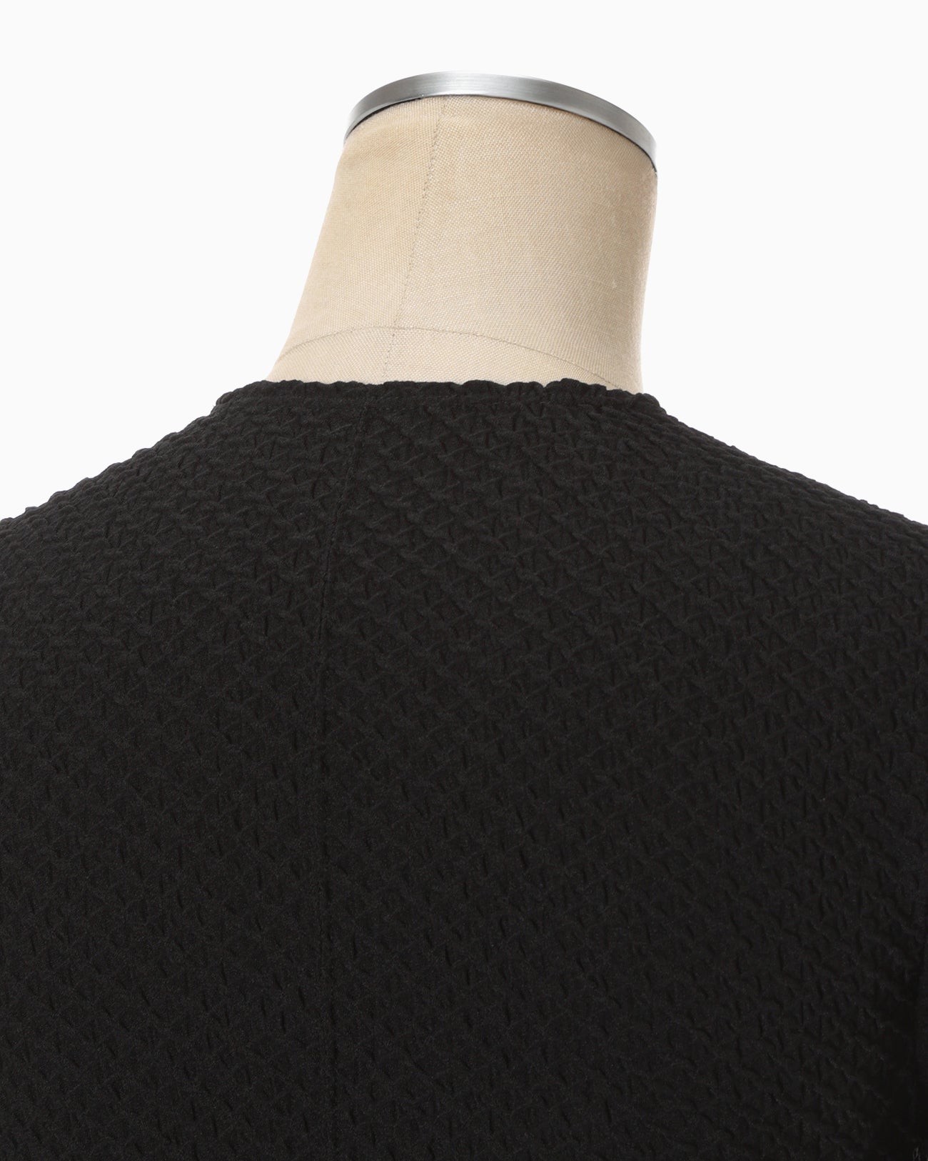 Shirring Jersey Jacquard Dress - black