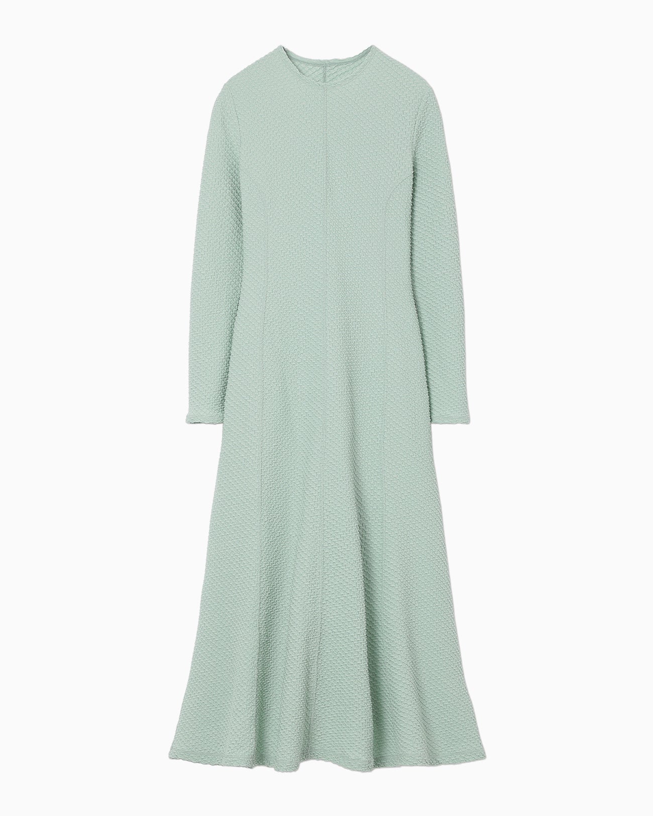 Shirring Jersey Jacquard Dress - light blue