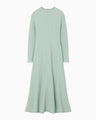 Shirring Jersey Jacquard Dress - light blue