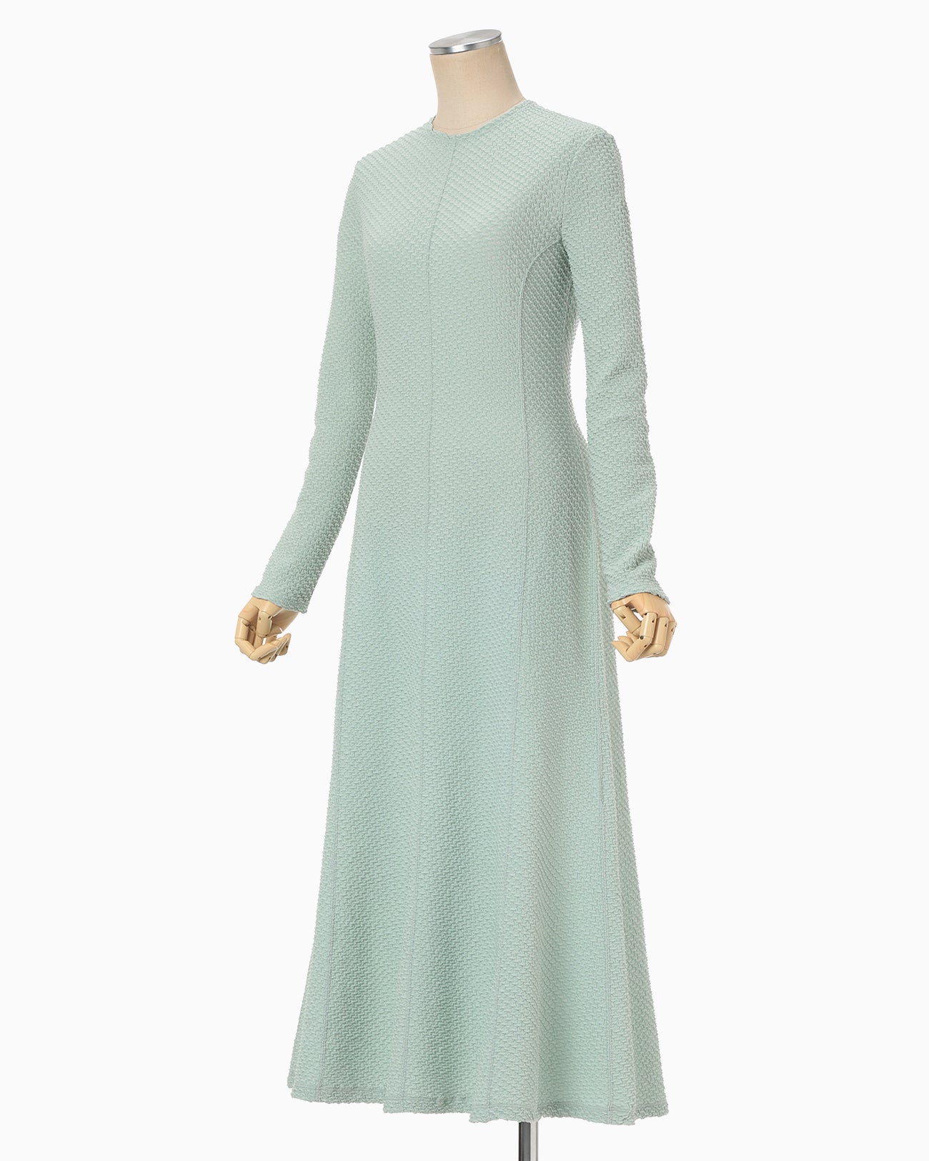 Shirring Jersey Jacquard Dress - light blue