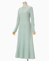 Shirring Jersey Jacquard Dress - light blue