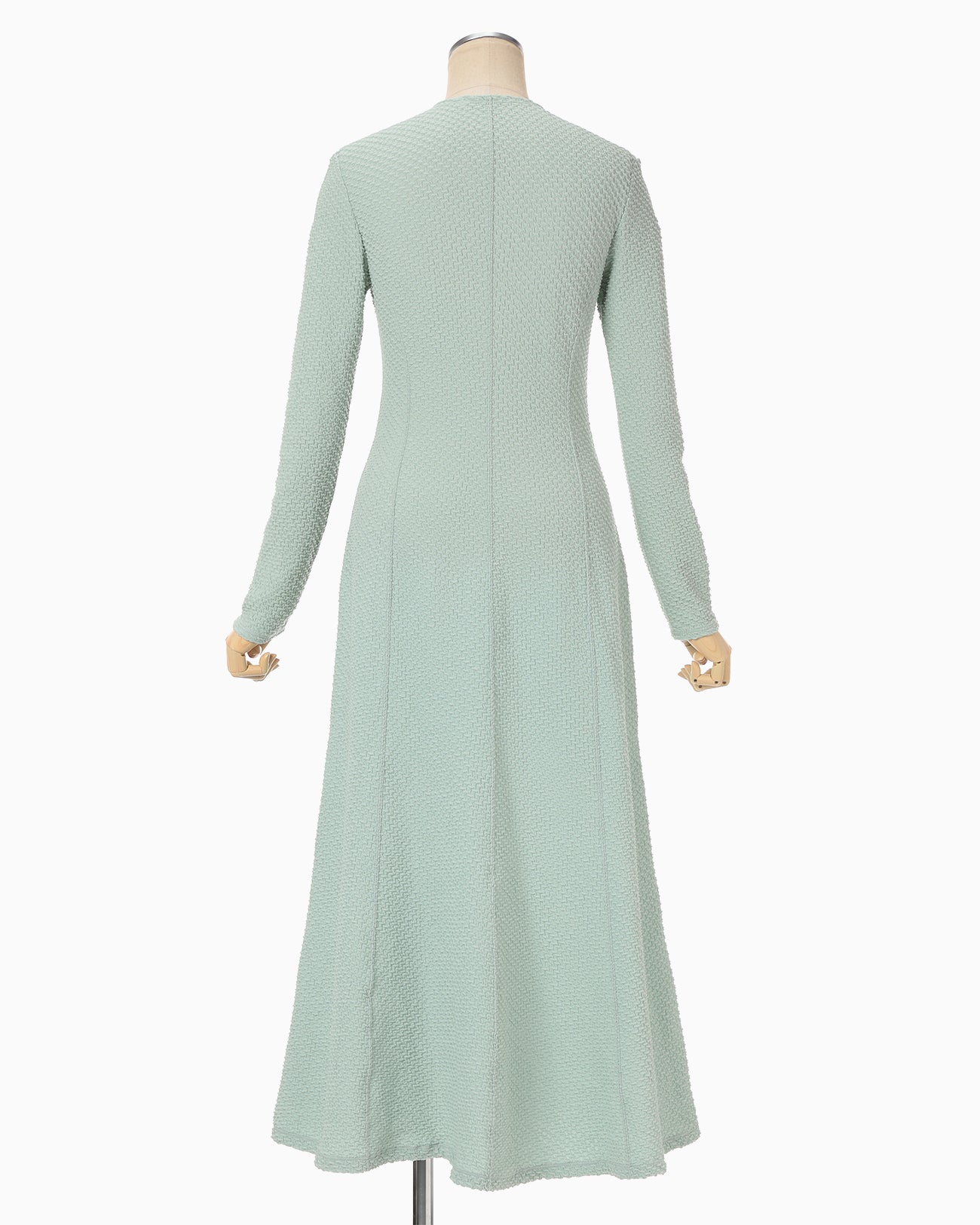 Shirring Jersey Jacquard Dress - light blue