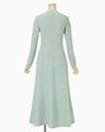 Shirring Jersey Jacquard Dress - light blue