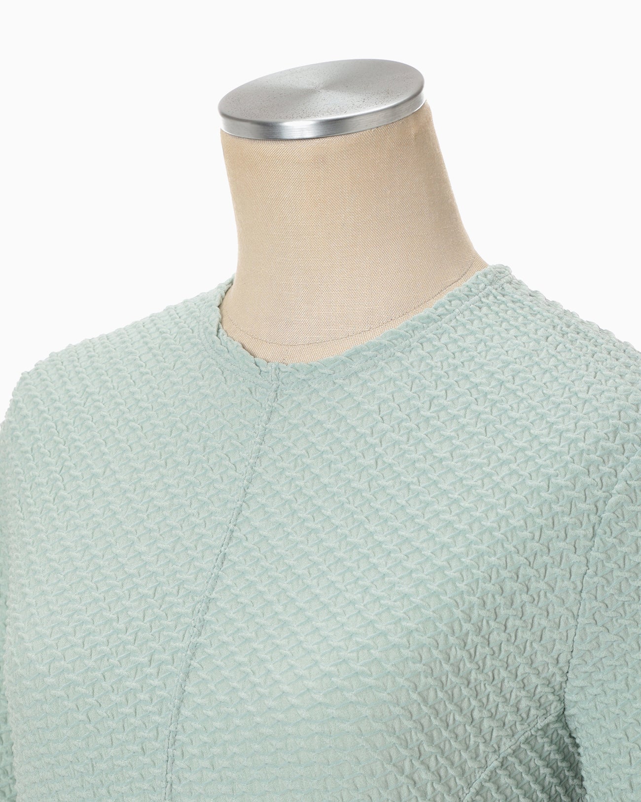 Shirring Jersey Jacquard Dress - light blue