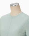 Shirring Jersey Jacquard Dress - light blue