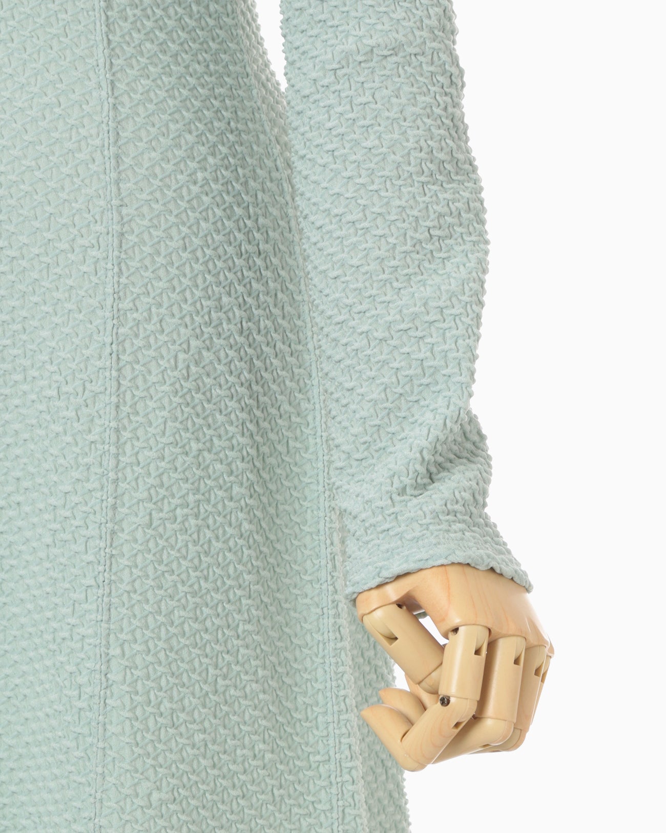 Shirring Jersey Jacquard Dress - light blue