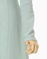 Shirring Jersey Jacquard Dress - light blue