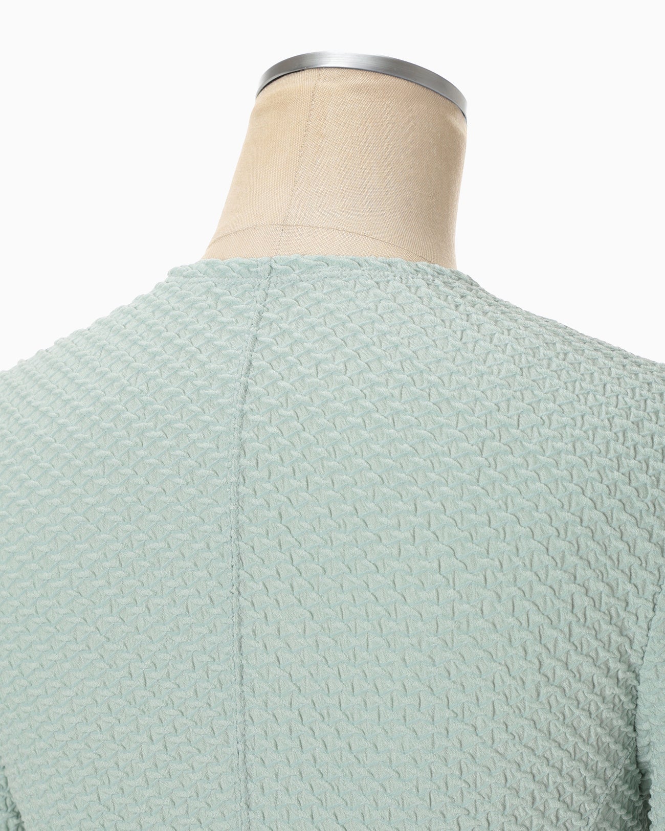 Shirring Jersey Jacquard Dress - light blue