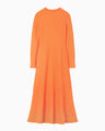 Shirring Jersey Jacquard Dress - orange