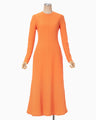 Shirring Jersey Jacquard Dress - orange