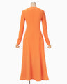 Shirring Jersey Jacquard Dress - orange