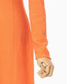 Shirring Jersey Jacquard Dress - orange