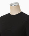 Shirring Jersey Jacquard Long Sleeve Top - black