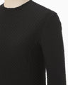 Shirring Jersey Jacquard Long Sleeve Top - black