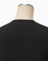 Shirring Jersey Jacquard Long Sleeve Top - black