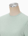 Shirring Jersey Jacquard Long Sleeve Top - light blue