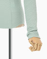Shirring Jersey Jacquard Long Sleeve Top - light blue