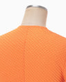 Shirring Jersey Jacquard Long Sleeve Top - orange